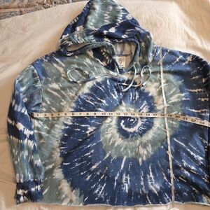 Self Esteem Blue and White Tie-Dye Hoodie NWOT
